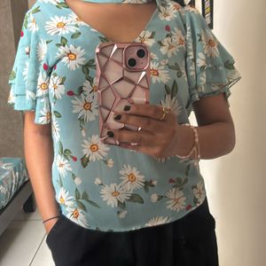 Cute Floral Print Top