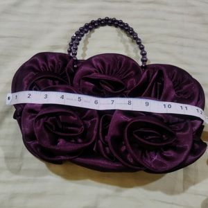 Satin 3d Flowers Hand Bag