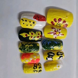 Yellow Colour Artificial Nail Is Available.