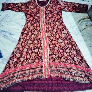 Beautiful V Cut Kurta With Belt For Sale