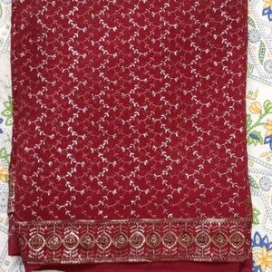 Maroon Synthetic Saree