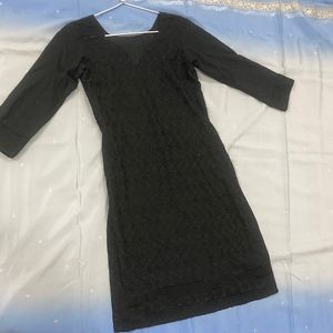 Chikankaari work straight black kurta