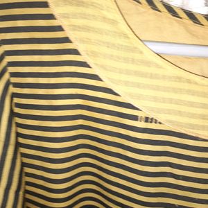 Yellow Stripes  Fited Kurti