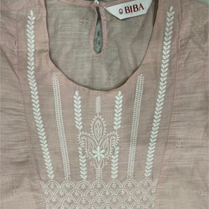 Biba Pink A-line Cotton Kurta