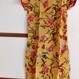 Shopper's Stop STOP Branded M Size Cotton Yellow Floral Printed Kurti