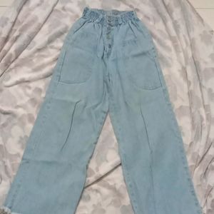 Denim Wide Leg Joggers