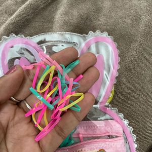 Hair Ties Multi Color With Bunny Bag