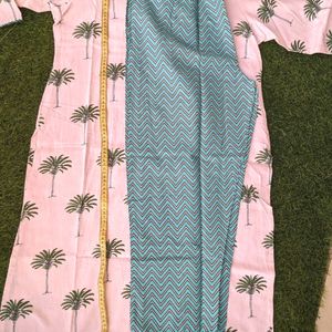 Libas Pure Cotton New Kurta Set Pink Skyblue