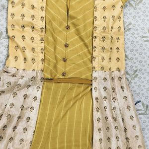 Mustard Colour Party Wear Indo-western Dress