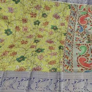 NEW Kalamkari Saree With Kanchi Border