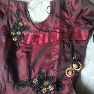 Maroon Gown With Handwork