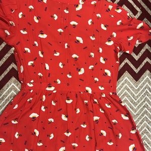 Allen Solly Brand Tomato Red Flower Printed Colour