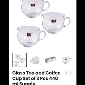 Glass Tea And Coffee Cup Set Of 3 Pcs