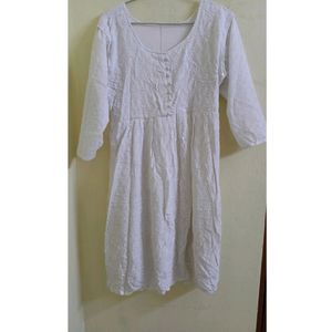 White Chikankari Dress Cum Kurta.