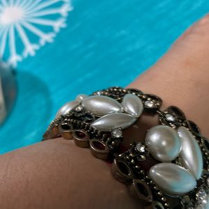 Antique Artificial Bracelet With White Pearl Work