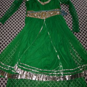 Green Colour Festive Gown