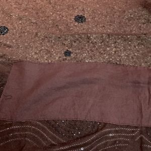 Brown Sequence Work Saree For Grabs