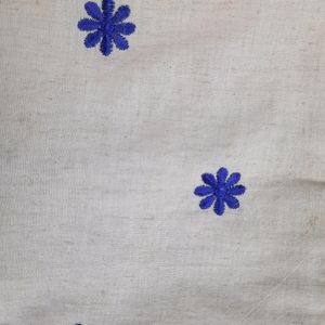 Women's Dark Blue & Off-White Embroidered Kurti Size S