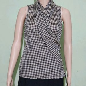 Checkered Wrap Top