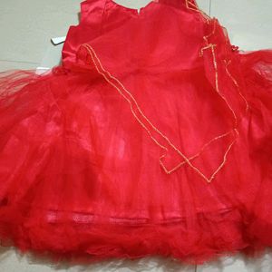 Red color party wear dress