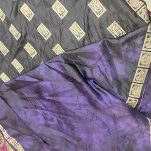 Black And Purple Crepe Silk Saree