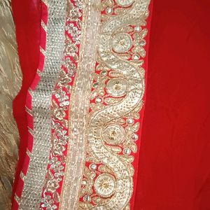 Bridal Lahnga Tissue And Gorgette Fabric