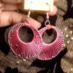 Pink Thread Earrings