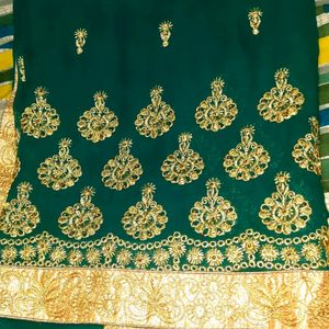 Party Wedding Wear Golden Printed Saree