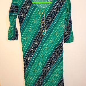 Green Bandhani Kurta