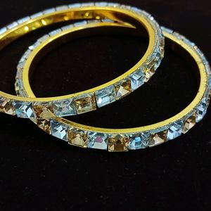 Gold Plated American Diamond Bangles Set Of 2