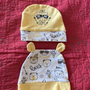 Baby Cap - Set Of 2 - Yellow White