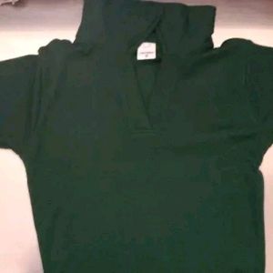 Beautiful Dark Green Crop Collar Top...