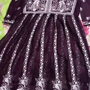 Party Wear Chikankari Embroidery Work Frock