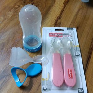 Silicon Feeder Bottle with Spoon Set