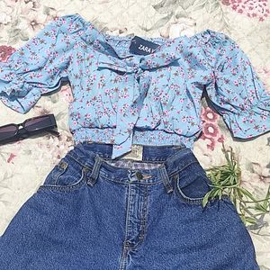 Beautiful Blue Korean Crop Top