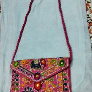 Pink Sling Bag With Rajasthani Handwork