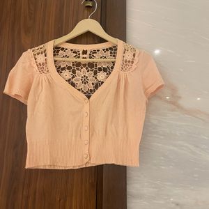 Trendy Divaa Peach Cute Short Shrug, Waist Coat