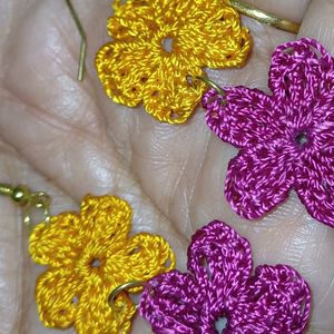 Yello Pink Flower Earrings