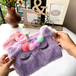 Soft Fur Unicorn Pouch - 1 Piece