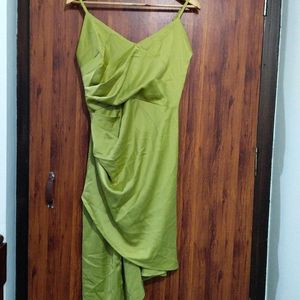 Lemon Green Solid Western Dress For Women