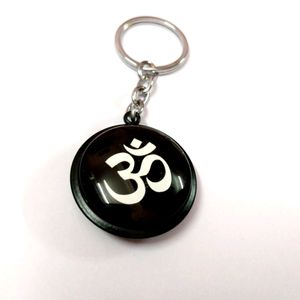 New Black Glass OM Keychain