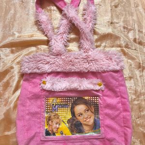 pink fur kids bag