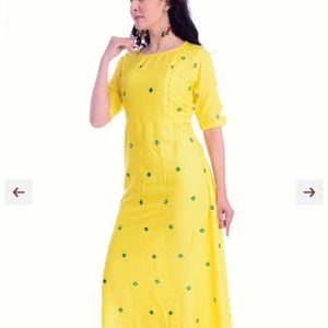 Yellow mirror work gown