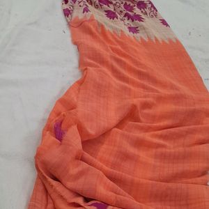 Lotus Design Pink Orange Combo Saree