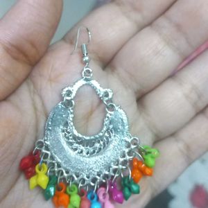 Silver Multicolour Bead Earrings