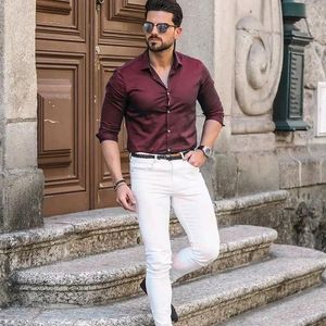 Combo White pant and Maroon shirt shinny