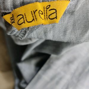 Aurelia Grey Plain Raw Silk Kurta Pant(Women's)