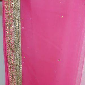 Pista Green Pink Bridal Lehenga Semi Stitched