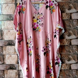 Flower Print Rich Kaftan Free Size