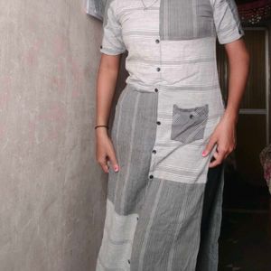 Grey Kurti With Pocket Design